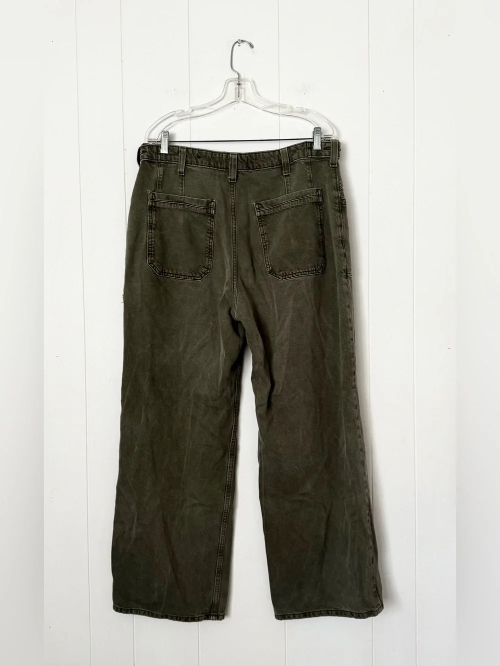 Free People Palmer Wide Leg Cuffed Jean Size 31 Green Wash